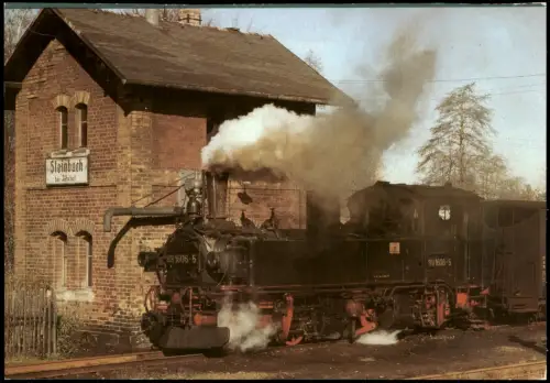 Steinbach-Jöhstadt (Erzgebirge) Dampflok 99 1606-5 am Bahnhof 1979