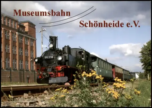 Ansichtskarte Stützengrün Dampflok 99 516 am Bahnhof Stützengrün 2011