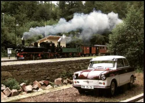 Spechtritz Oberschöna Schmalspurdampflokomotiven Traditionszug und Trabant 2009