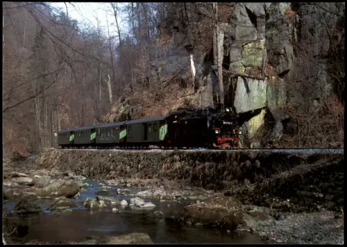 Ansichtskarte Rabenau Einheitsdampflokomotive 99 1748 im Rabenauer Grund 2001
