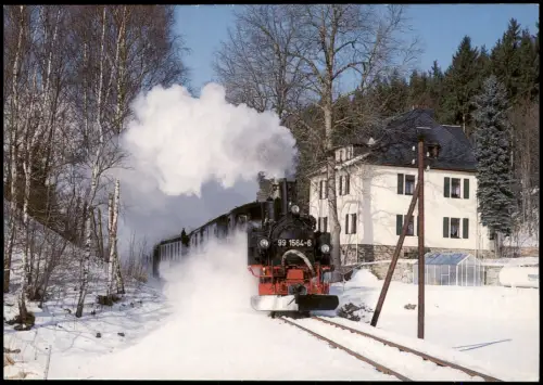.Sachsen Dampflok 99 1564-6 der Preßnitztalbahn mit Personenzug 2003