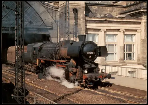 Dresden Güterzugdampflokomotive 52 1472 am Dresdner Hauptbahnhof 1971