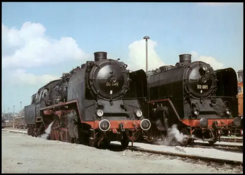 Radebeul Dampflokomotiven 50 849 und 03 001 im Bahnhof Radebeul Ost 1984