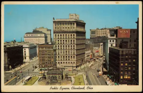Postcard Cleveland Stadt-Ansicht City View Public Square 1964