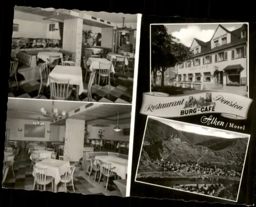 Ansichtskarte Alken (Untermosel) Burg-Cafe Mehrbild Gastraum 1969