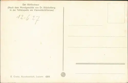 Küssnacht am Rigi Tellskapelle Rütlischwur Wandgemälde von Dr. Stückelberg 1927