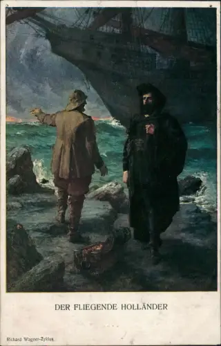 Ansichtskarte  Künstlerkarte Kunstwerk Name: DER FLIEGENDE HOLLÄNDER 1913
