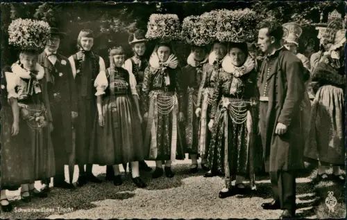 Ansichtskarte Schwarzwald (Allgemein) Schwarzwald Trachten Typen Hochzeit 1954