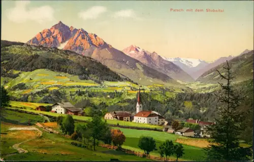 Ansichtskarte Patsch Tirol Stadt mit Stubaital - Künstlerkarte 1913