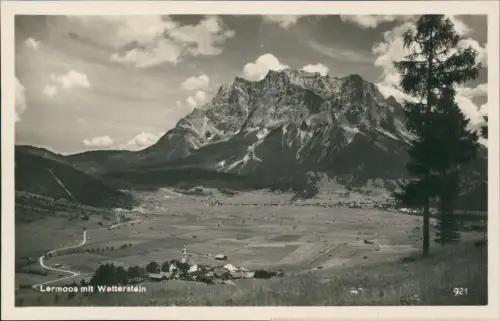Ansichtskarte Lermoos Stadtblick mit Wetterstein - Fotokarte 1930