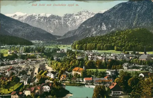 Ansichtskarte Bad Ischl Stadt und Bahnhof 1914