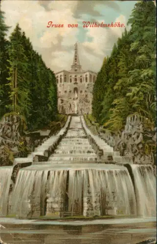 Bad Wilhelmshöhe-Kassel Herkules und Kaskaden - Künstlerkarte 1900