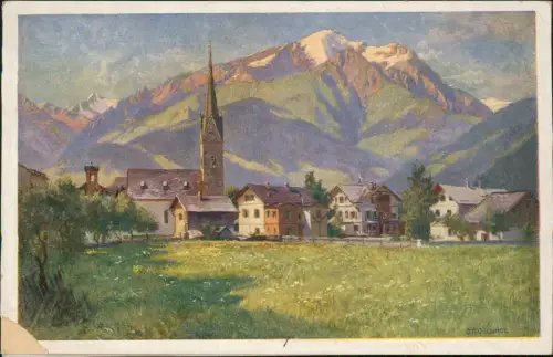 Ansichtskarte Maishofen Stadt Künstlerkarte gemalt Otto Luhde 1929