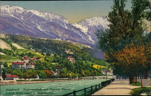 Ansichtskarte Innsbruck Innpromenade mit Pension Kayser 1922