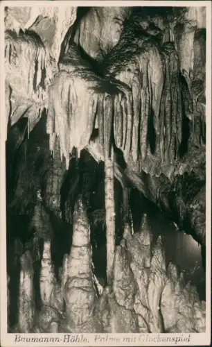 Ansichtskarte Rübeland Baumannn Höhle, Palme mit Glockenspiel 1952