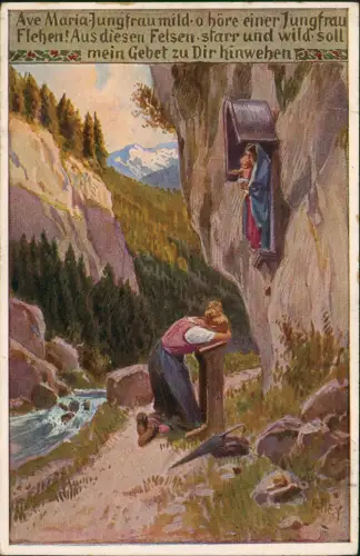 Ansichtskarte  Künstlerkarte Volksliedkarte Paul Hey Frau Jesuskreuz 1922