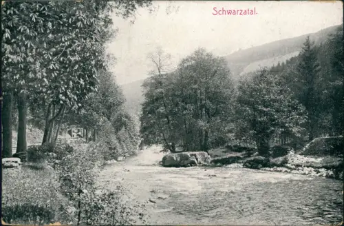 Ansichtskarte .Thüringen Bach Lauf im Schwarzatal (Allgemein) 1912