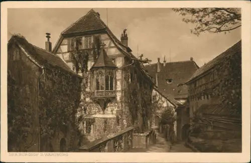 Ansichtskarte Eisenach DER BURGHOF D. WARTBURG (ORIGINAL-GRAVÜRE-KARTE) 1920