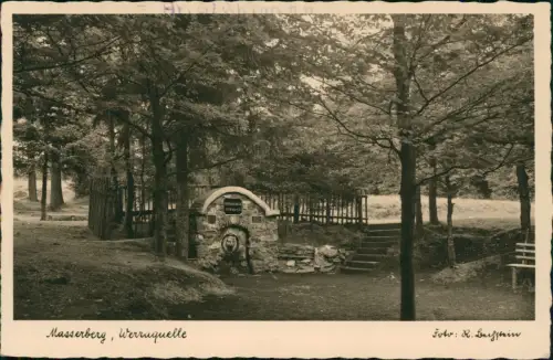 Ansichtskarte Masserberg Partie an der Quelle 1938