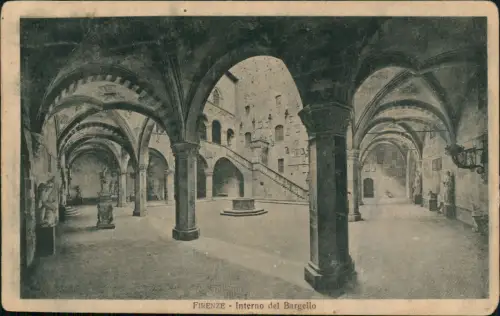 Cartolina Florenz Firenze Interno del Bargello 1928