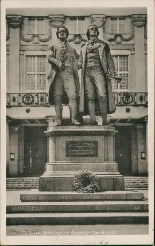 Ansichtskarte Weimar Goethe-Schiller-Denkmal 1950  500 Jahre Sonderstempel