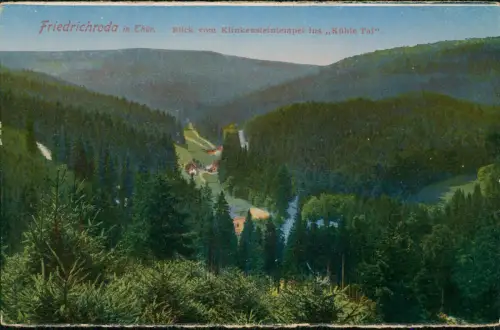 Ansichtskarte Friedrichroda Blick vom Klinkensteintempel ins Kühle Tal 1914