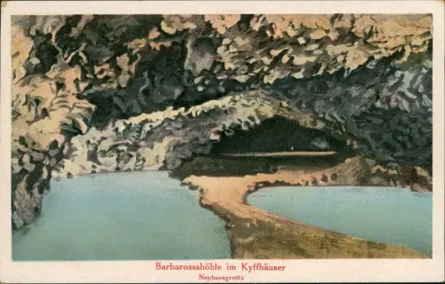 Rottleben (Thüringen) Barbarossahöhle Neptungrotte Künstlerkarte 1924