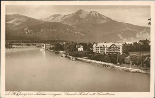 St. Wolfgang im Salzkammergut Panorama mit Grand-Hotel u. Leuchtturm 1925