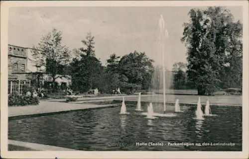 Ansichtskarte Halle (Saale) DDR AK Parkanlagen an der Leninstraße 1957