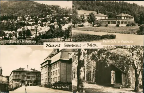 Ilmenau DDR Mehrbildkarte Lindenberg u. Park-Café u. Festhalle 1962