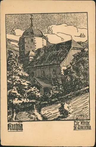 Ansichtskarte Ruhla Kirche Künstlerkarte Hanns Bock 1913