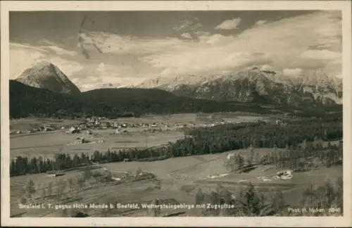 Ansichtskarte Seefeld gegen Hohe Munde Wettersteingebirge mit Zugspitze 1930