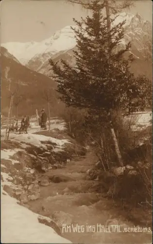 Hall in Tirol Solbad Hall Tirol Halltal Jäger Schlitten Fotokarte 1909