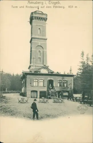 Ansichtskarte Annaberg-Buchholz Turm und Restaurant auf dem Pöhlberg 1911