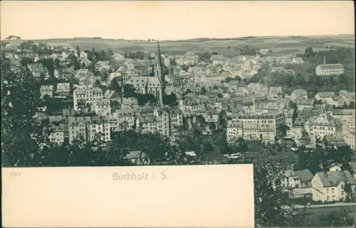 Ansichtskarte Annaberg-Buchholz Blick auf Buchholz 1909