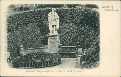 Annaberg-Buchholz Denkmal Georg der Bärtige, Gründer der Stadt Annaberg 1908