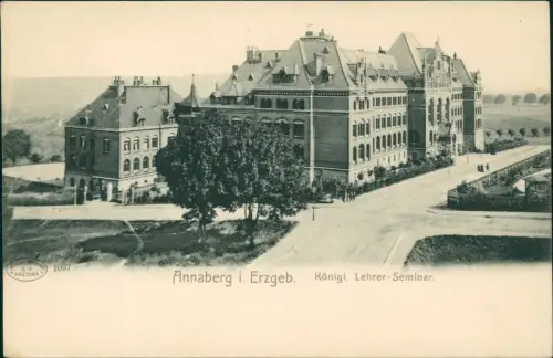 Ansichtskarte Annaberg-Buchholz Straßenpartie am Lehrerseminar 1908