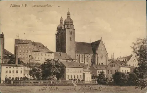 Plauen (Vogtland) Stadtpartie - Blick auf die Johanniskirche 1915