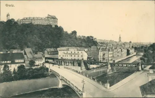 Ansichtskarte Greiz Stadtpartie Brücke 1915