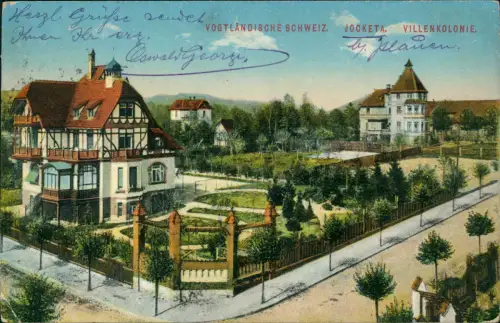 Ansichtskarte Jocketa-Pöhl Villenkolonie 1915