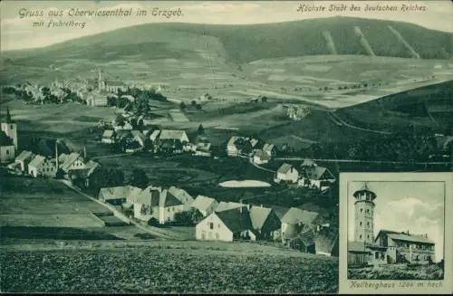 Ansichtskarte Oberwiesenthal 2 Bild Totale Keilberghaus 1912