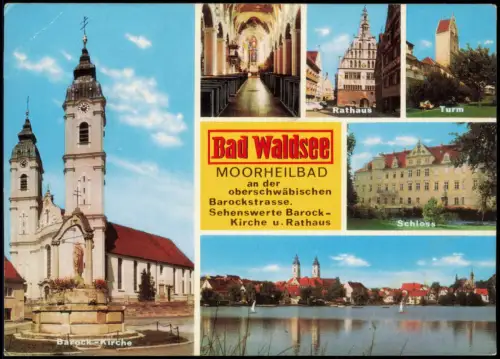 Bad Waldsee Mehrbildkarte u.a. mit Turm, Rathaus, Schloss uvm. 1991