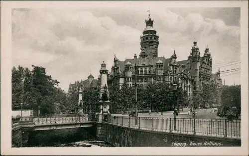 Ansichtskarte Leipzig Straßenpartie am Neuen Rathaus 1953