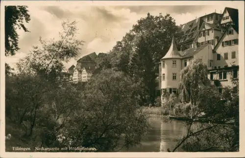 Ansichtskarte Tübingen Neckarpartie mit Hölderlinturm - Fotokarte 1938