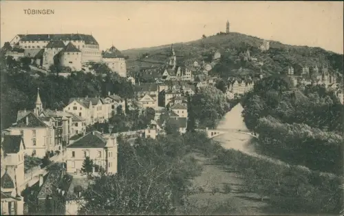 Ansichtskarte Tübingen Straßen- und Neckarblick 1908