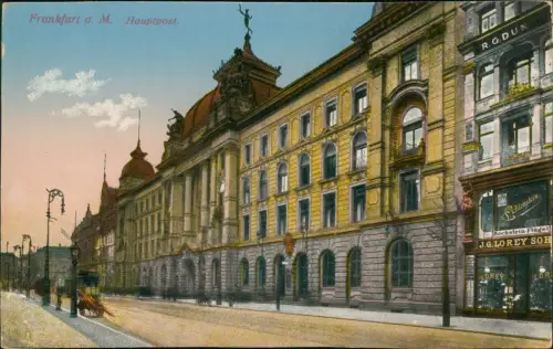 Ansichtskarte Frankfurt am Main Hauptpost Straße Geschäft Schaufenster 1918