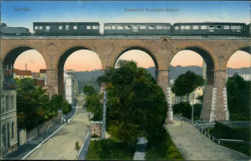 Ansichtskarte Werdau Leubnilzer Eisenbahn-Viaduct Straße 1915