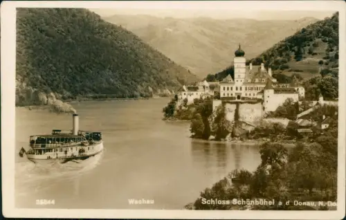 Schönbühel an der Donau-Schönbühel-Aggsbach Fotomontage Dampfer und Schloß 1930