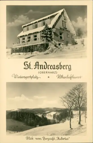 Sankt Andreasberg-Braunlage 2 Bild Pensionshaus Bergcafe Hubertus im Winter 1953