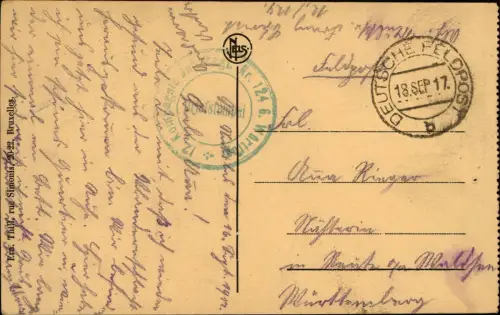 Sint-Niklaas Saint-Nicolas  Post 1917  gel. Stempel Deutsche Feldpost